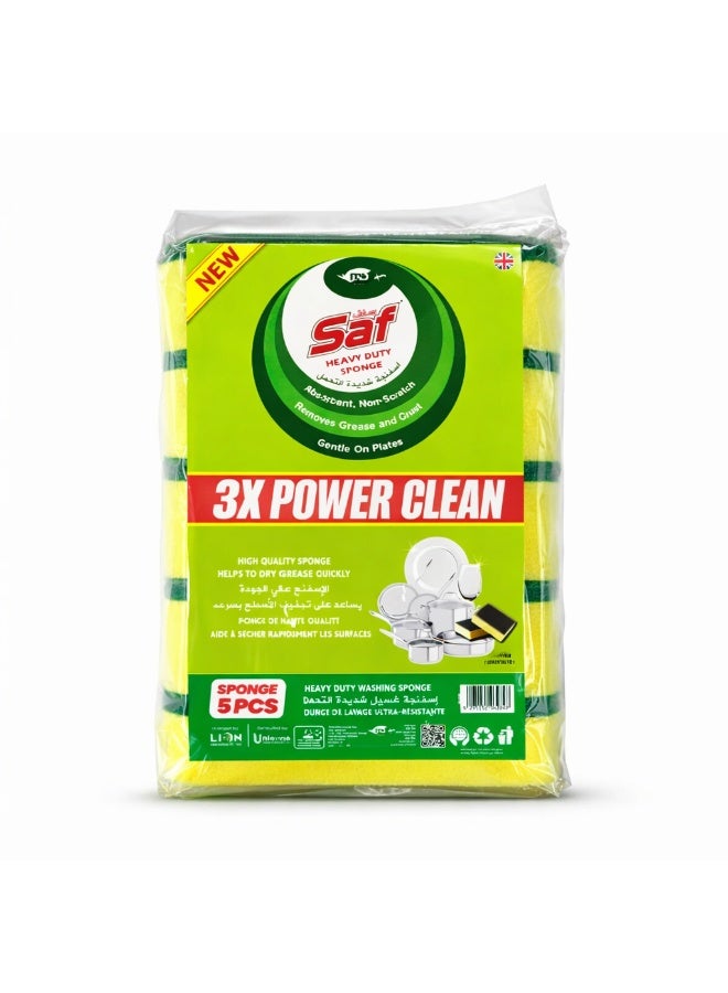 SAF Scrub Sponge – Pack of 5, Heavy Duty Kitchen Cleaning Scouring Pads, Multi-Purpose Dishwashing & Utensil Scrubber, Long-Lasting Scrub Pads - Image 1